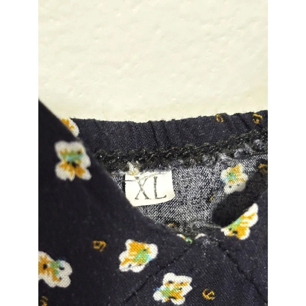 Floral Mini Slip‎ Dress XL Black Daisy Soft Spaghetti Strap Cottage Y2K Sundress